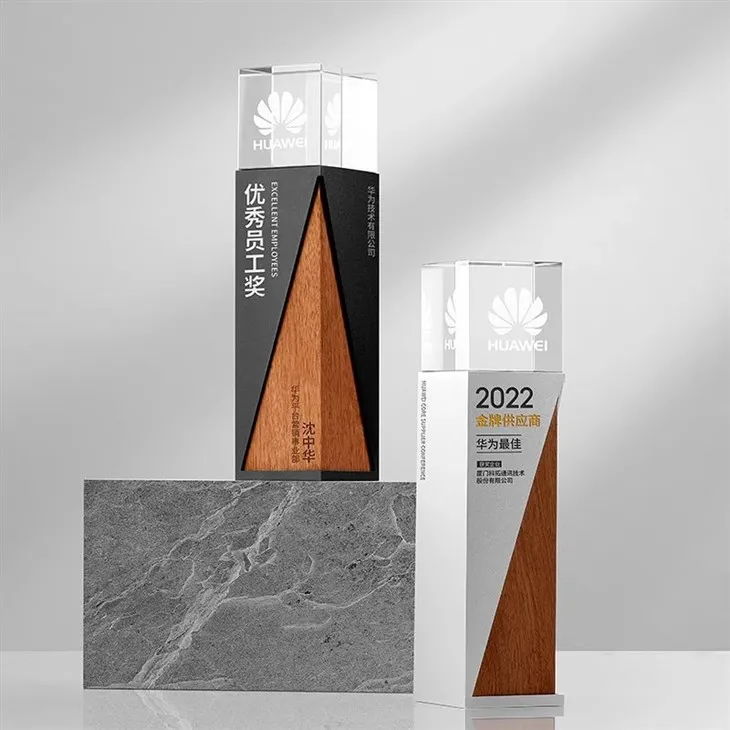 Solid Wood Metal Crystal Trophy